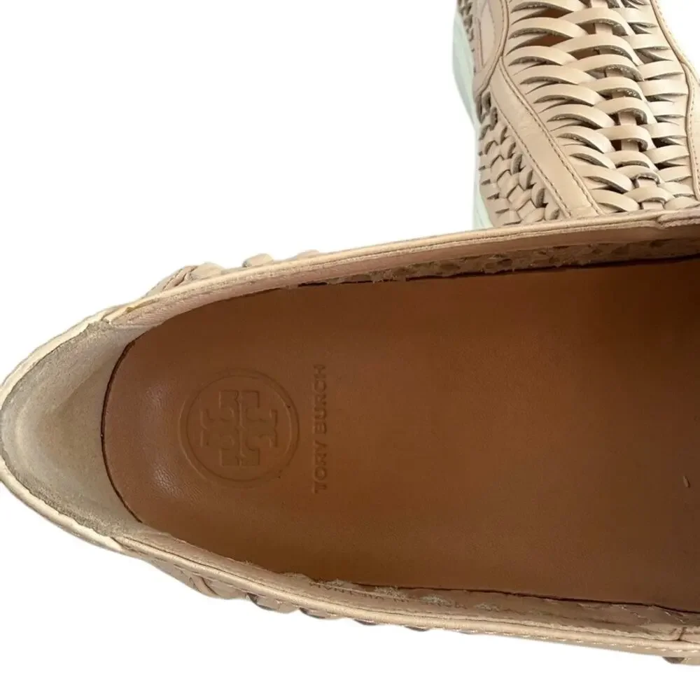 Tory Burch Huarache 2 Woven Slip-On Blush Leather 8.5 Sneakers